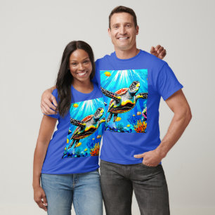 Camiseta Paisagem Sonhadora de Tartaruga Marinha Vibrante