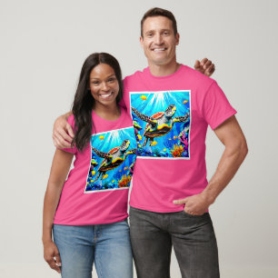 Camiseta Paisagem Sonhadora de Tartaruga Marinha Vibrante