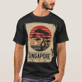 Camiseta Paisagem Sunset Japonesa na Baía de Singapura