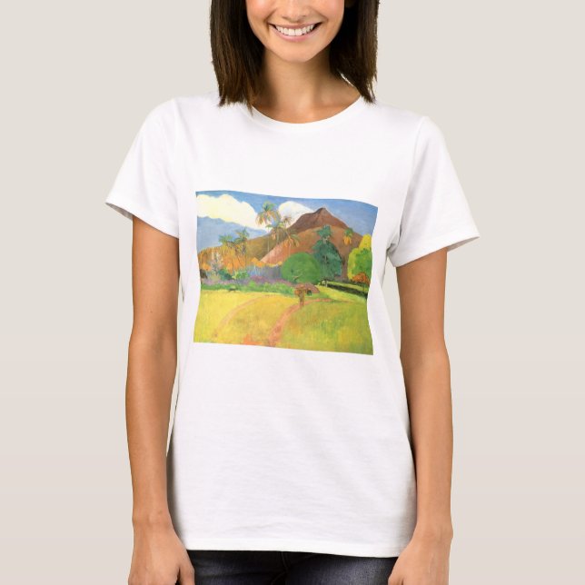 Camiseta Paisagem Taitiana, Montanhas Taiti, Paul Gauguin (Frente)