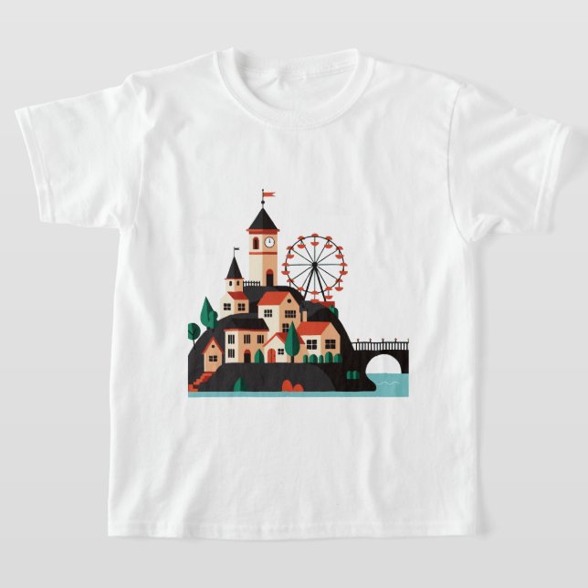 Camiseta Paisagem urbana com roda-gigante (Postura )