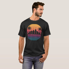 Camiseta Paisagem Urbana da Cidade ao Pôr do Sol com Árvore