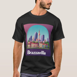 Camiseta Paisagem Urbana de Brazzaville com Catedral Histór