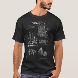 Camiseta Paisagem Urbana de Chicago em Linocut