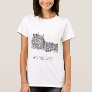 Camiseta Paisagem Urbana de Würzburg Baviera Arte Linear Mi