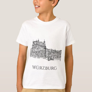 Camiseta Paisagem Urbana de Würzburg Baviera Arte Minimalis