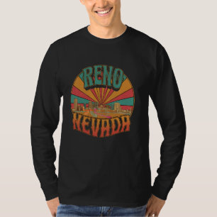 Camiseta Paisagem Urbana do Por do Sol da Antiga Reno Nevad