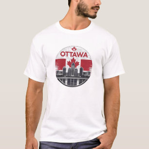Camiseta Paisagem Urbana Retrô da Cidade de Ottawa Canadá