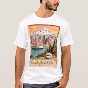 Camiseta Paisagem Urbana Texturizada de Seattle, Washington