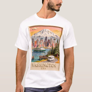 Camiseta Paisagem Urbana Texturizada de Seattle, Washington