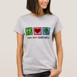 Camiseta Paisagismo do Amor de Paz<br><div class="desc">Peace Love Paing presente de Natal para uma paisagista que é especialista em horticultura e que transforma seu jardim ou gramado com bonito flora e fauna. Um presente bonito para alguém que manicure perfeitamente a grama e flores do seu gramado ou uma empresa arborista que faz aparas de árvores. Design...</div>