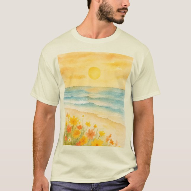 Camiseta Paisaje playa sereno  (Frente)