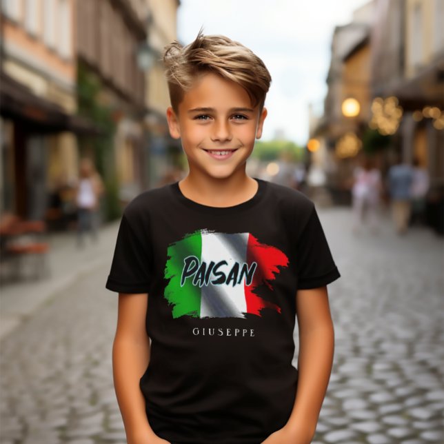 Camiseta Paisan Brush Stroke Flag Crianças Personalizadas (Funny Paisan Italian Brushstroke Flag
Kids Tee)