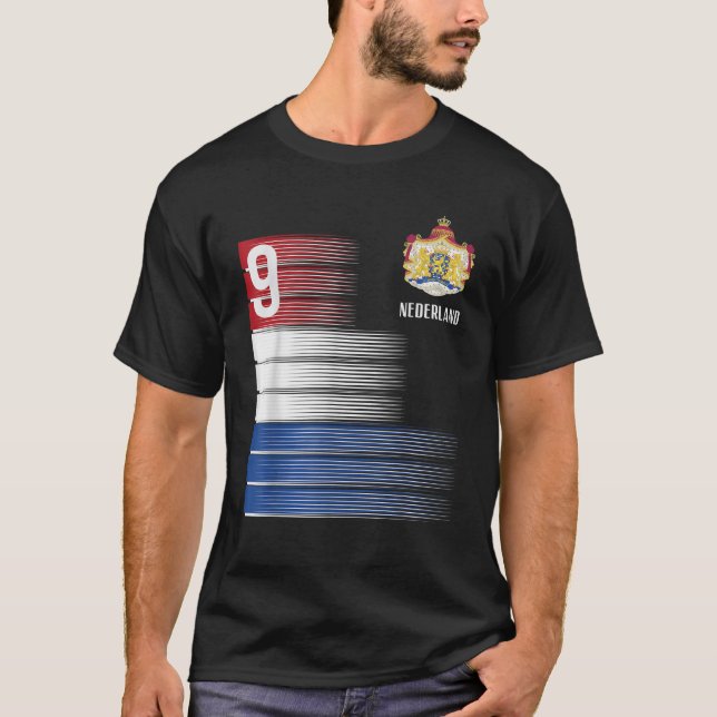 Camiseta Países Baixos Bandeira 9 Países Baixos Futebol Men (Frente)