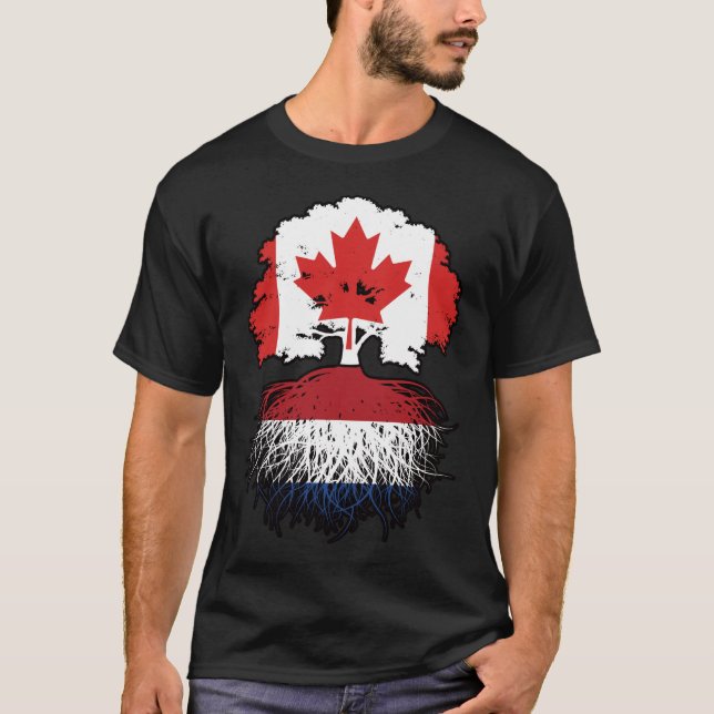 Camiseta Países Baixos, Canadá, Canadá, Tree Roots Flag (Frente)