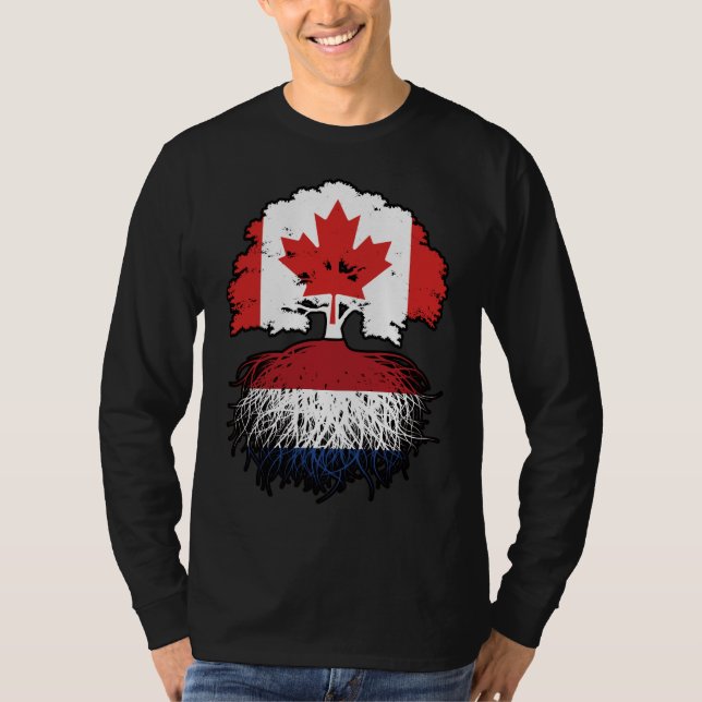 Camiseta Países Baixos, Canadá, Canadá, Tree Roots Flag (Frente)