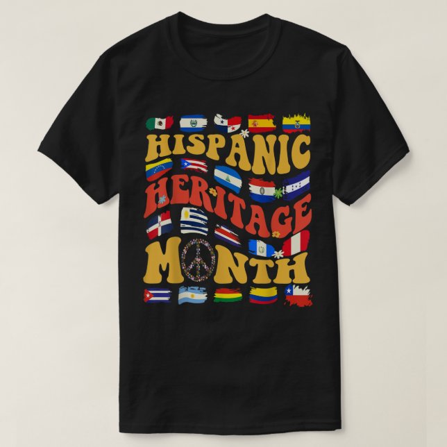 Camiseta Países de língua espanhola bandeiras do patrimônio (Frente do Design)