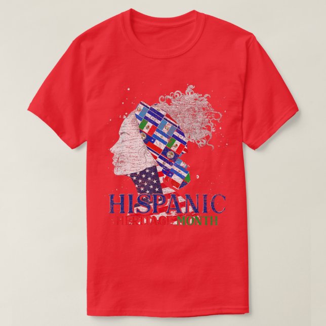 Camiseta Países do Orgulho Latino Bandeiras Herito Hispânic (Frente do Design)