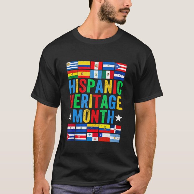 Camiseta Países latinos Sinalizam Patrimônio Hispânico Mês  (Frente)