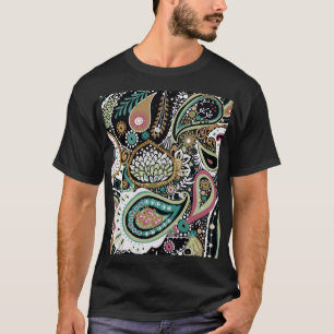 Camiseta Paisley asiático: design moderno sem costura.
