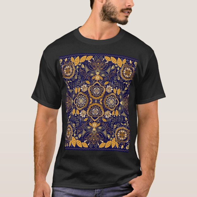 Camiseta Paisley Elegance: Padrão de Design têxtil (Frente)