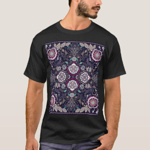 Camiseta Paisley floral, design de bolso quadrado.