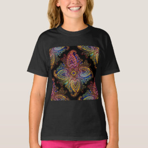 Camiseta Paisley Multicolor de Cadeirinhas em Preto