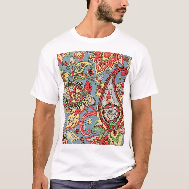 Camiseta Paisley Perfection: Padrão Vintage Oriental (Frente)