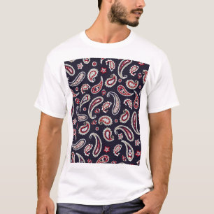 Camiseta Paisley tradicional indiano, padrão de marinho.