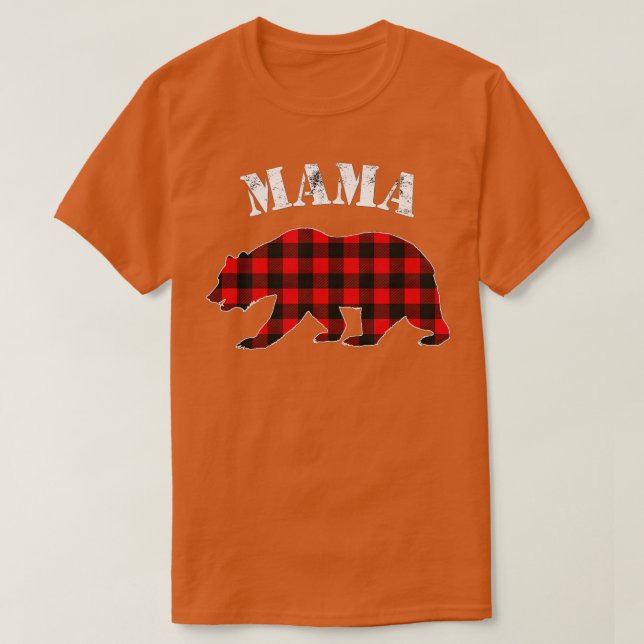 Camiseta Pajama da Xadrez Vermelha Mama Urso Buffalo Matand (Frente do Design)