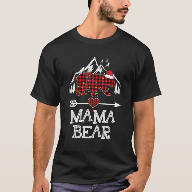 Camiseta Pajama da Xadrez Vermelha Mama Urso Buffalo Matand (Frente)