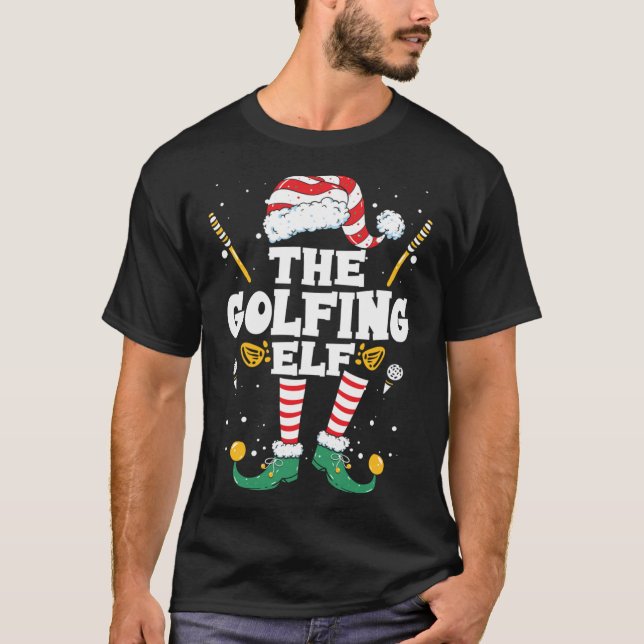 Camiseta Pajama de Natal da Família Golfing Elf (Frente)