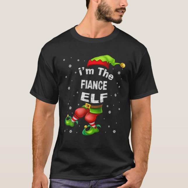 Camiseta Pajama de Natal do Grupo Familiar Fiance Elf Match (Frente)