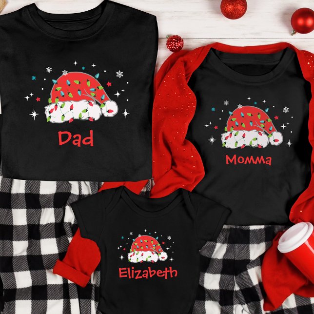 Camiseta Pajama de Natal Familiar de Santa Hat Compatível (Criador carregado)