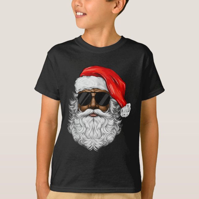 Camiseta Pajama Natal do Homem Negro do Papai Noel (Frente)