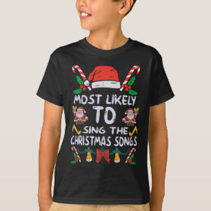 Camiseta Pajama Natal Familiar Mais Provável A Cantar Crist