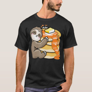 Camiseta Pajama Sloth ama Pancakes Fofo Rápido Frio