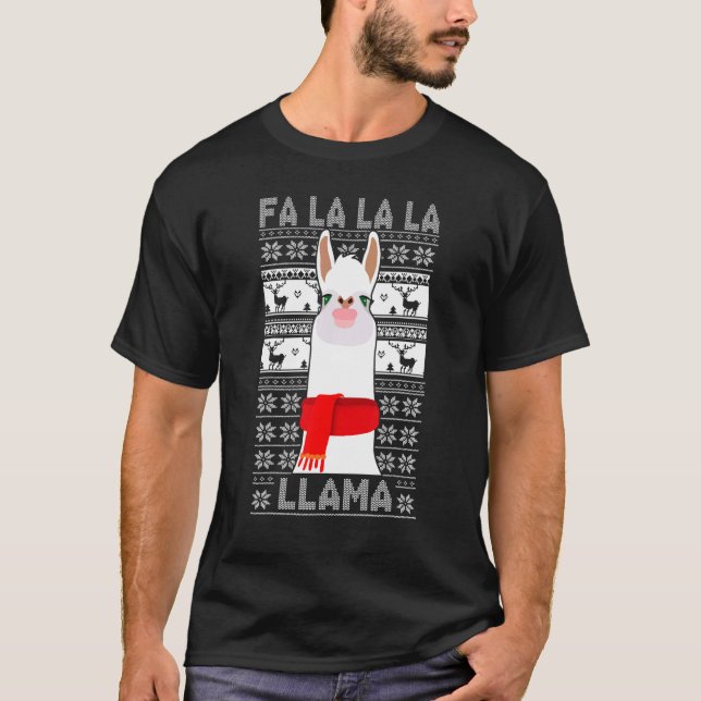 Camiseta Pajamas Xmas Fa La Llama Crianças Natal P (Frente)