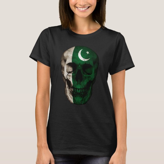 Camiseta Pakistan Flag Skull Pakistani Roots Proud Patrioti (Frente)