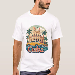 Camiseta Palácio Cubano à Beira-Mar ao Pôr-do-Sol com Palme