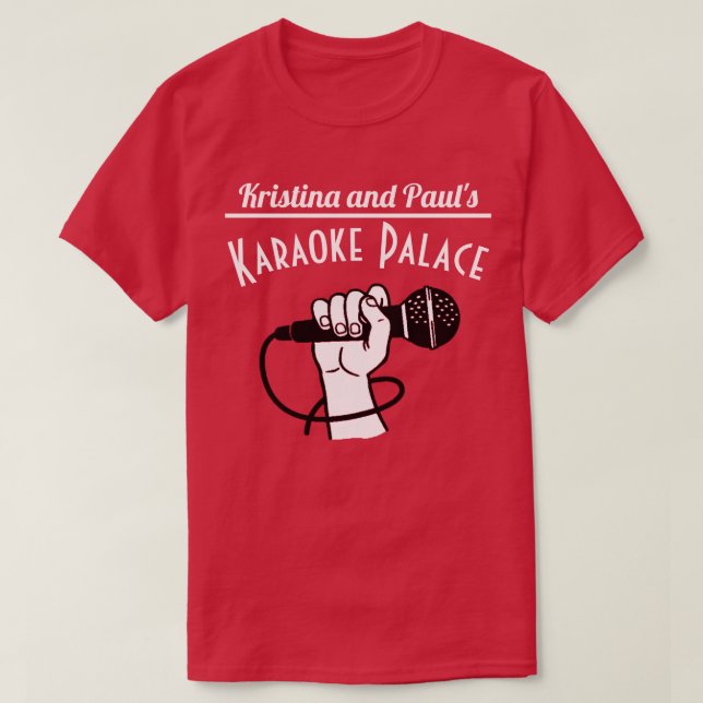 Camiseta Palácio do karaoke de Kristina e de Paul (Frente do Design)