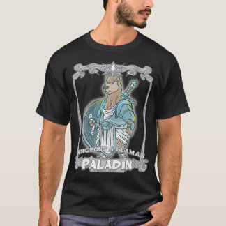 Camiseta Paladin Dungeons e Llamas Nerd Llama Geek RPG Di