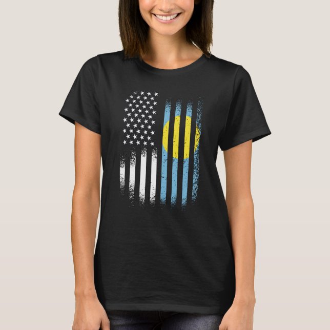 Camiseta Palauan American Patriot Grown Country USA Flags S (Frente)