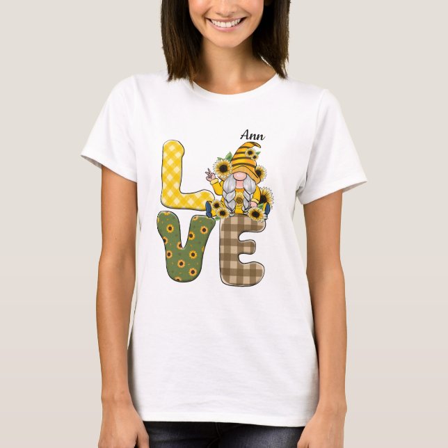 Camiseta Palavra "Country Love" com Gnomess e Sunflower (Frente)