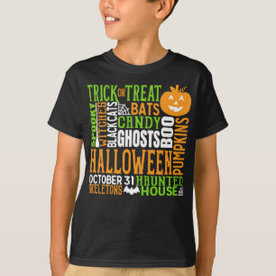 Camiseta Palavra de Halloween: Bomba Colorida de Aranha Cut