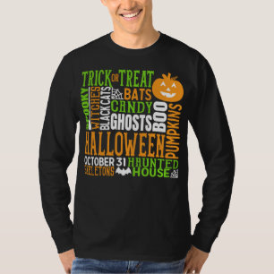 Camiseta Palavra de Halloween: Bomba Colorida de Aranha Cut