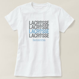 Camiseta Palavra de Lacrosse em Pó Azul