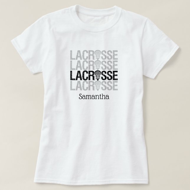 Camiseta Palavra de Lacrosse Preta (Frente do Design)