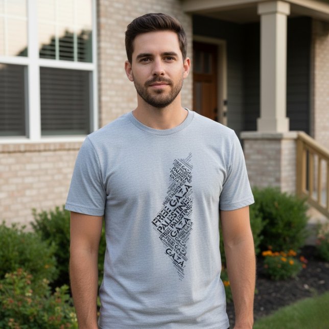 Camiseta Palavra de Mapa Livre da Palestina em Gaza (Criador carregado)