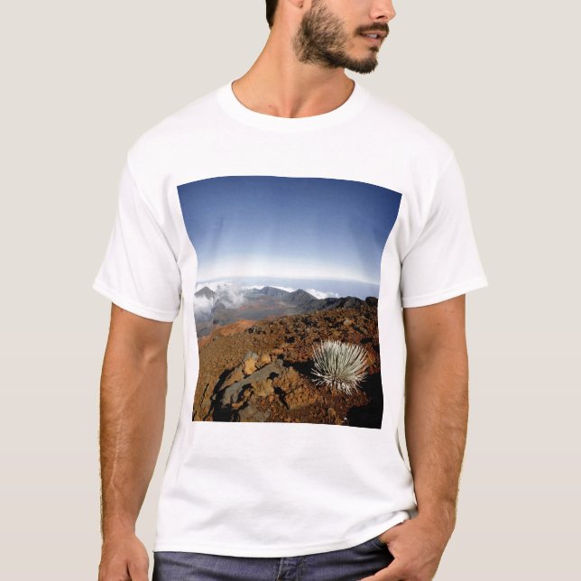 Camiseta Palavra-de-prata sobre a cratera de Haleakala (Frente)